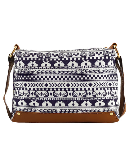 Music Border Printed Canvas Box Sling Bag  White