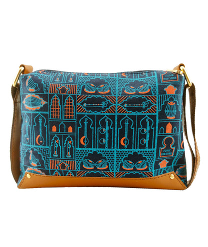 Music Wall  Printed Canvas box Sling Bag Navy