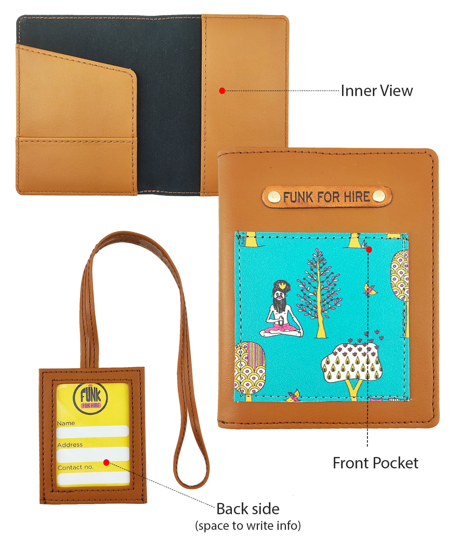 Travel Combo : Bottle Luggage Bag White and Tree Teal Passport Case