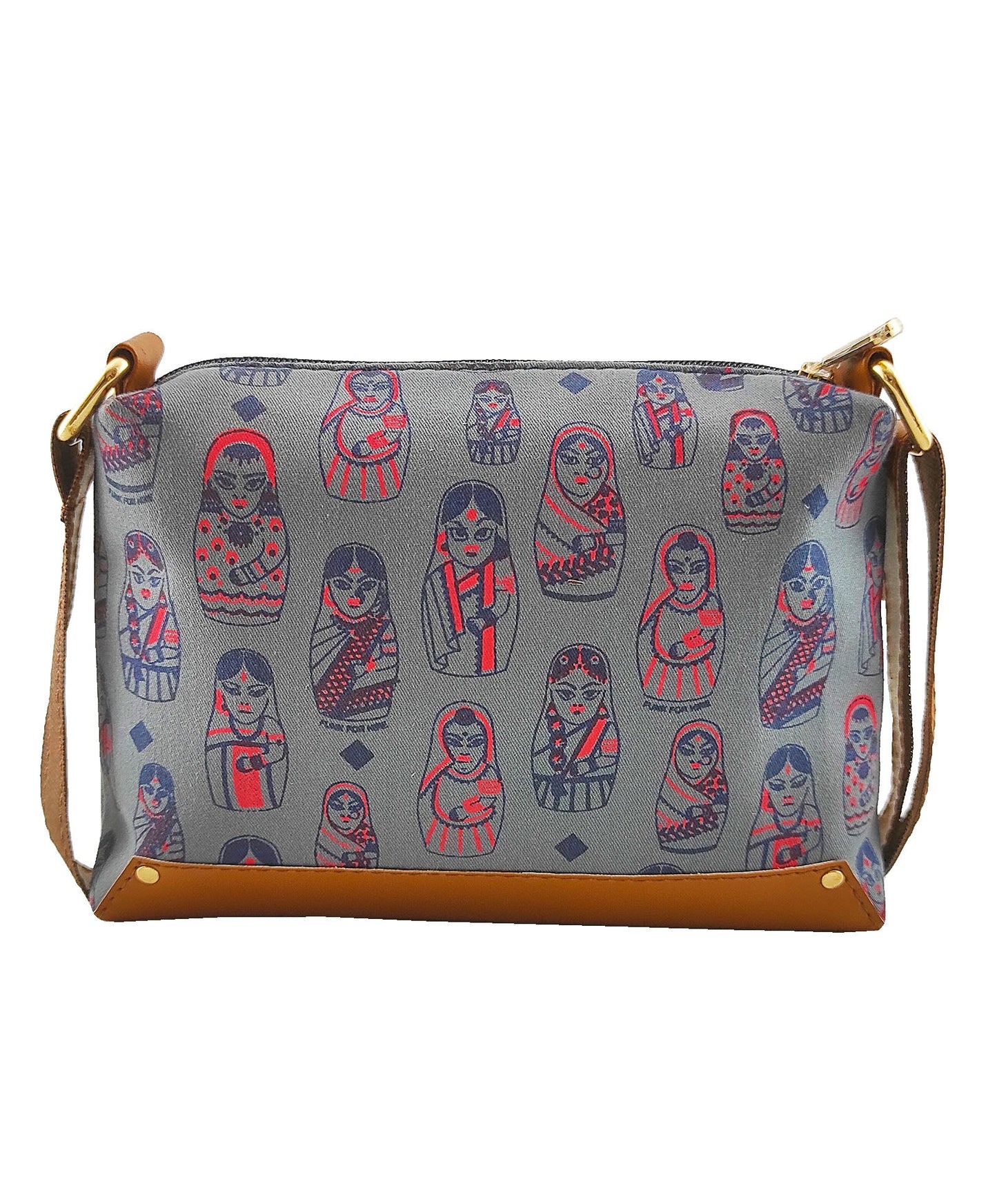 Combo Offers : Doll Box Grey Sling Bag & Red Zip Pocket Wallet