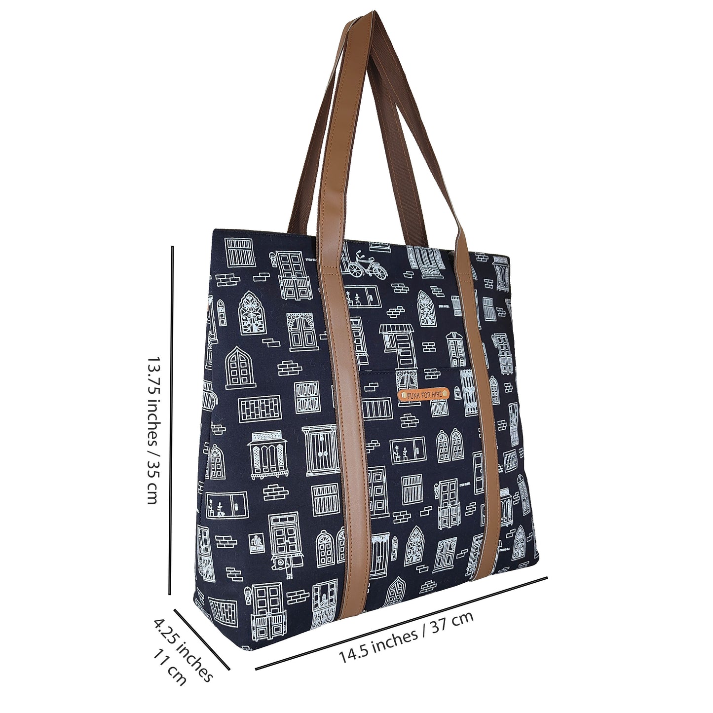 Tote Handbag Wall Black  13.3"