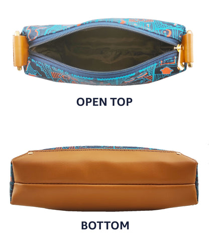 Music Wall  Printed Canvas box Sling Bag Navy