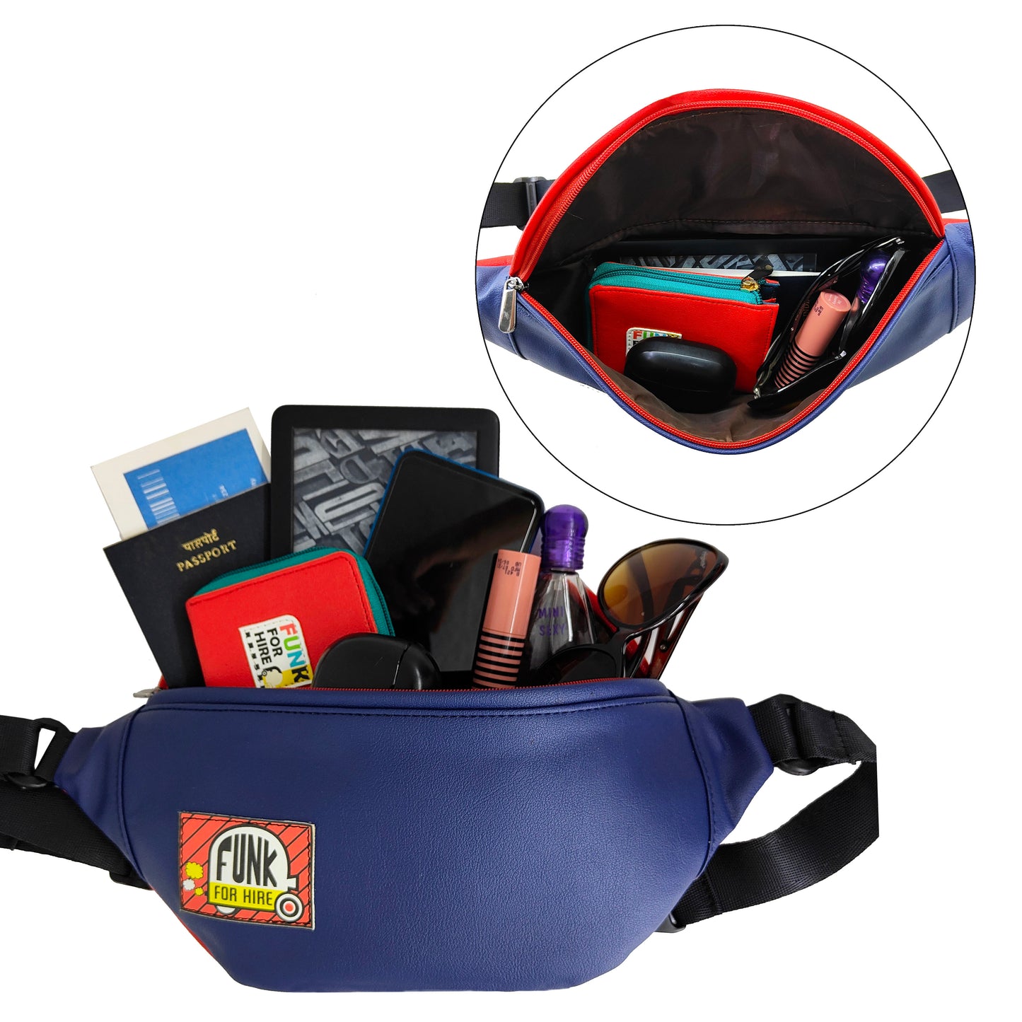 Navy and Red Fanny Pack / Chest Bag