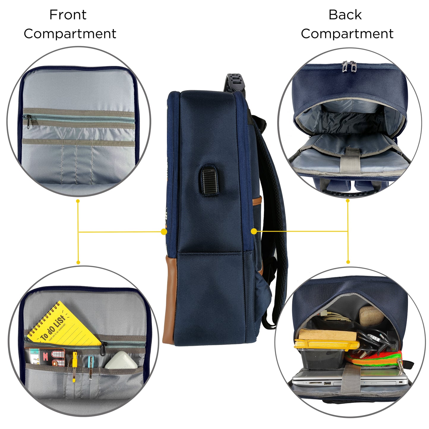 Free Card Wallet with Bottle Laptop Navy Backpack