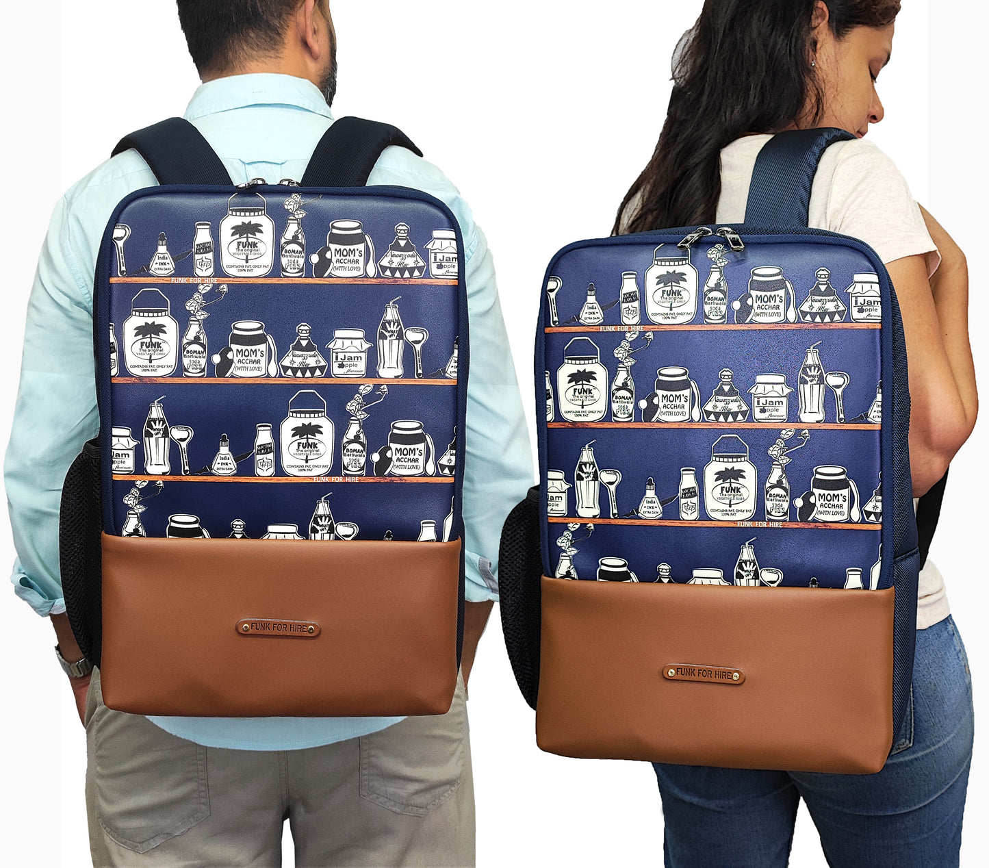 Free Card Wallet with Bottle Laptop Navy Backpack