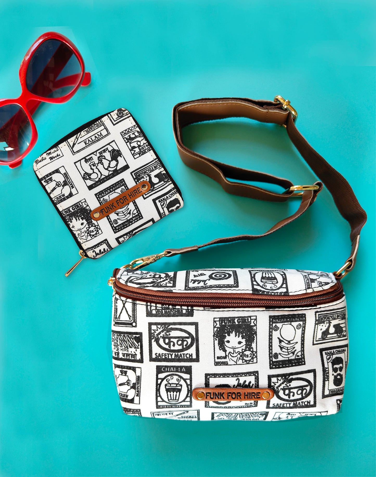 Combo Offers : Match Collage Fanny Pack White & Square White Wallet