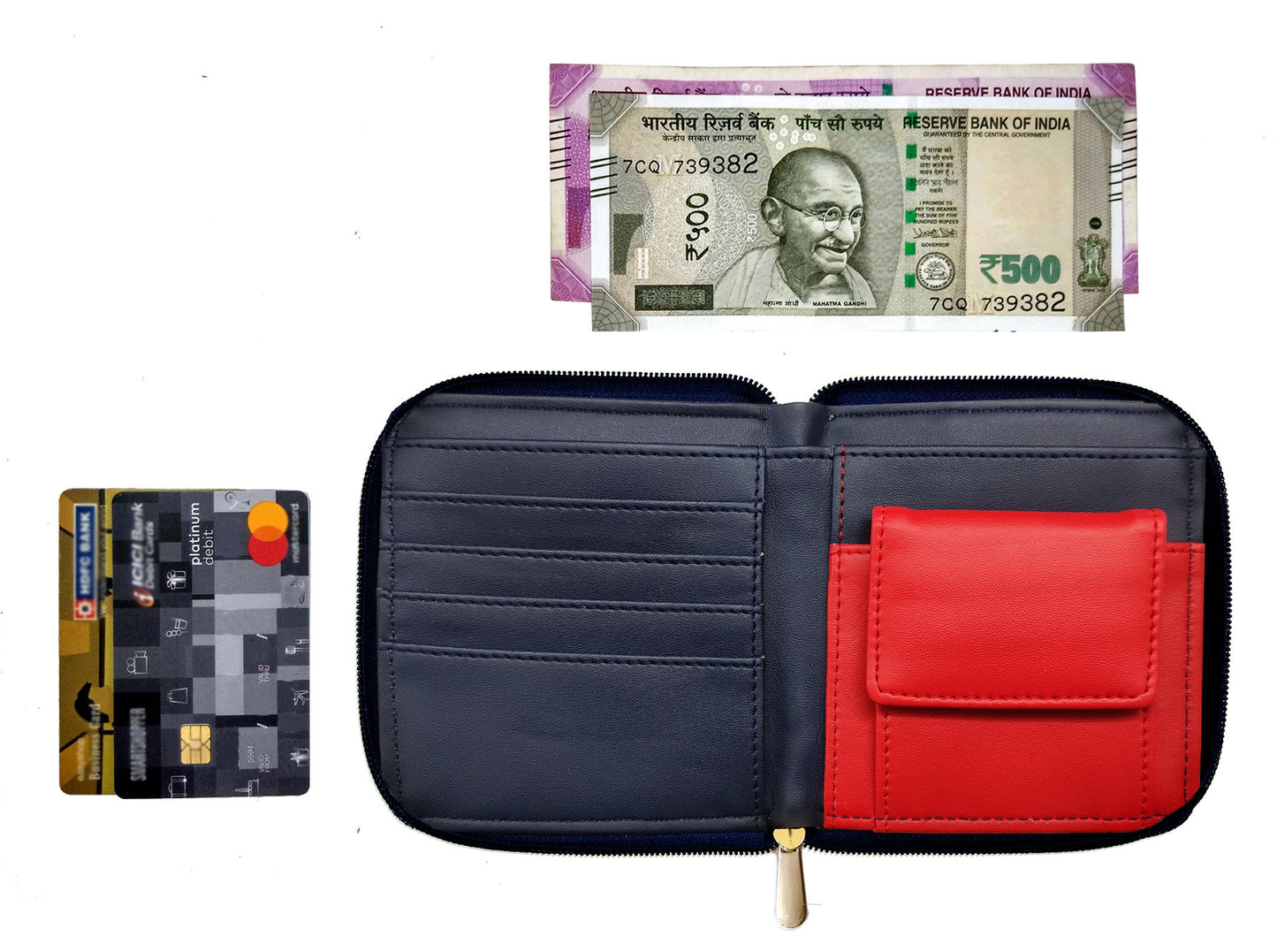 Combo Offers : Doll Tote Navy handbag & Square Navy Wallet