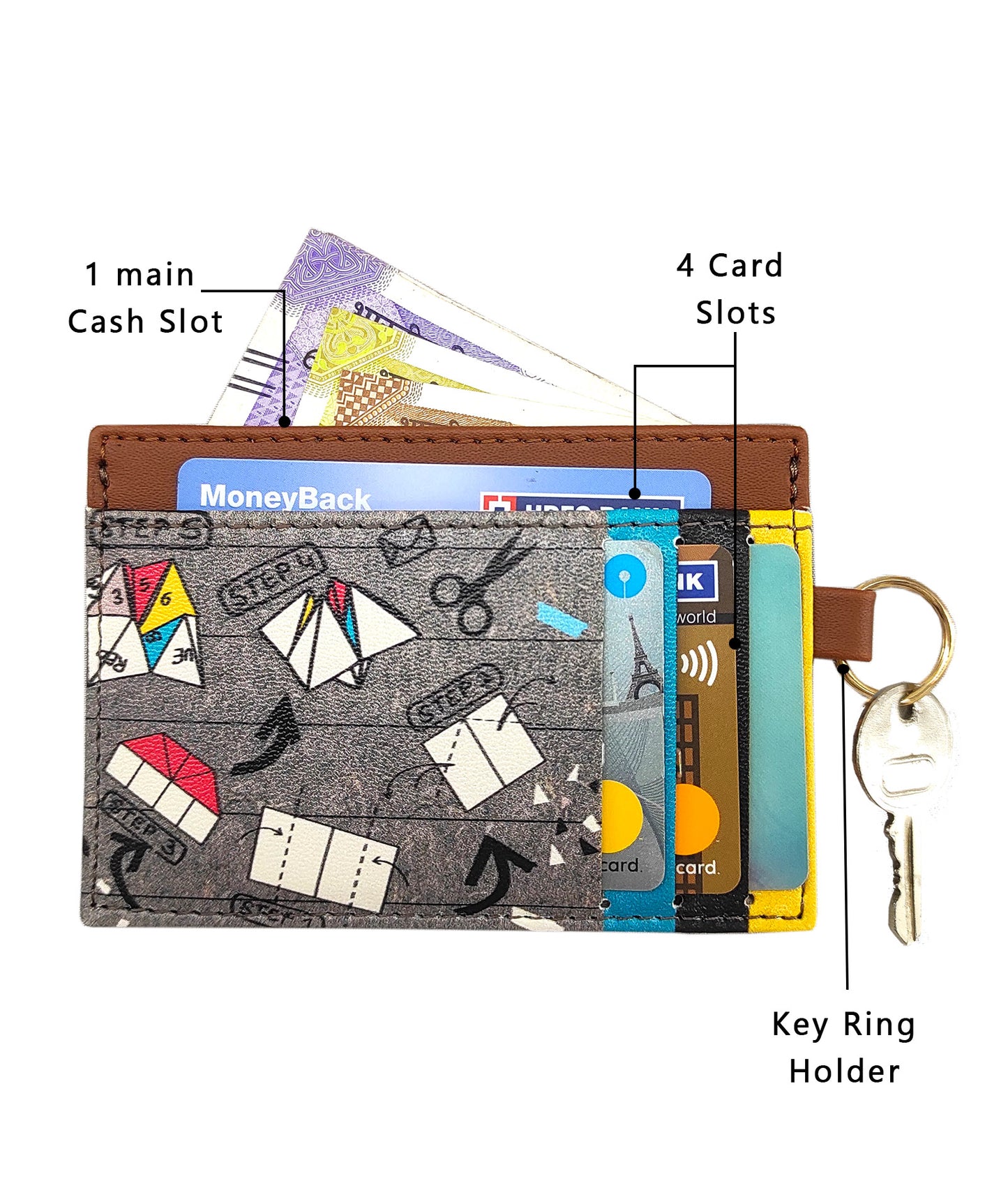 Combo Offers : Origami Mobile Sling & Card Grey Wallet