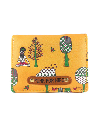 Tree Printed Yellow Pocket Wallet