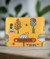 Tree Printed Yellow Pocket Wallet