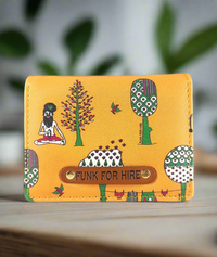 Tree Printed Yellow Pocket Wallet