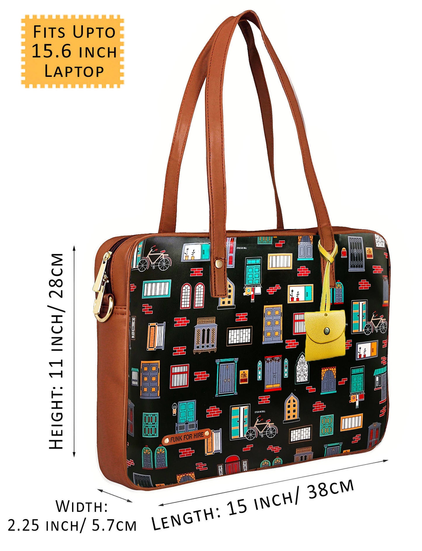 Wall Printed Laptop Handbag Black