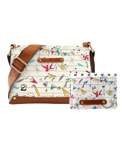 💥Combo Offers : Origami Box White Sling Bag & Pocket Wallet White