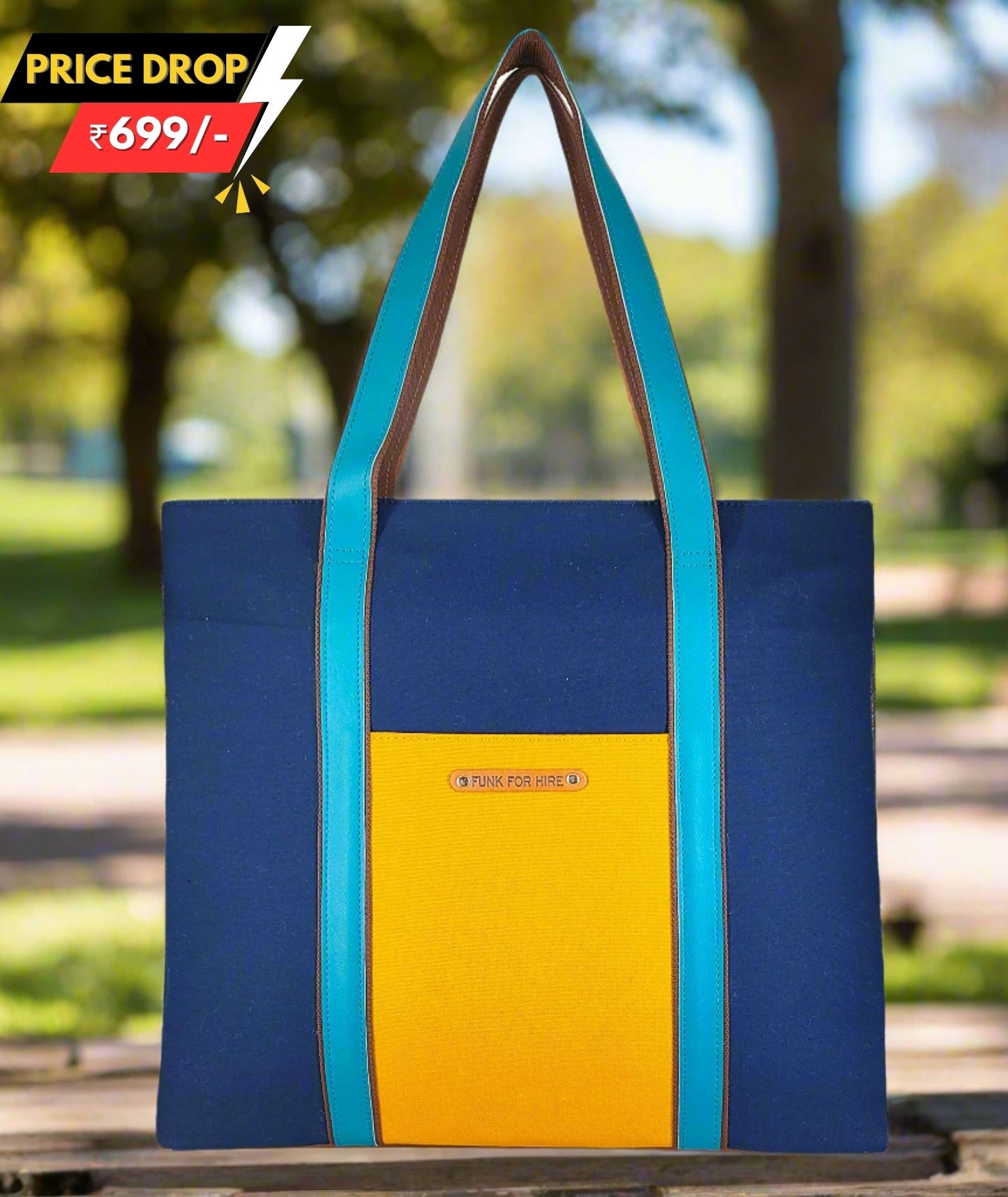 Tote Handbag Plain Navy 13.3"