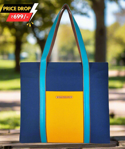 Tote Handbag Plain Navy 13.3"