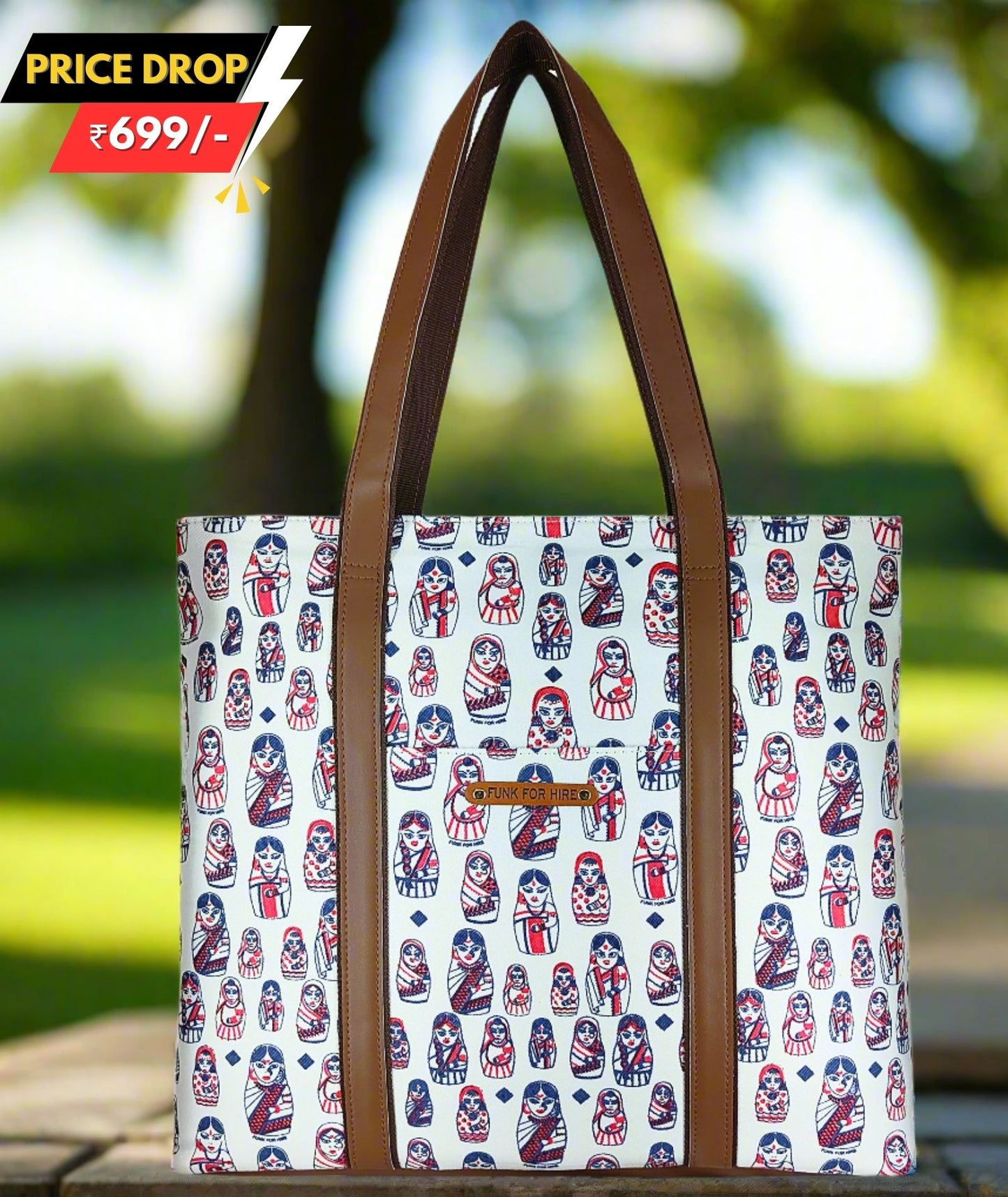 Tote Handbag  Doll White 13.3"