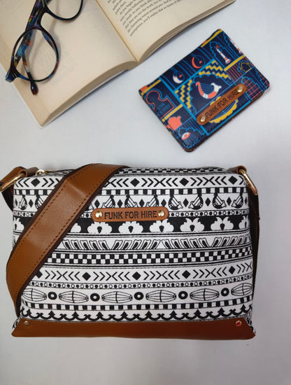 💥Combo Offers : Music Border Box White Sling Bag & Music Wall Pocket navy Wallet
