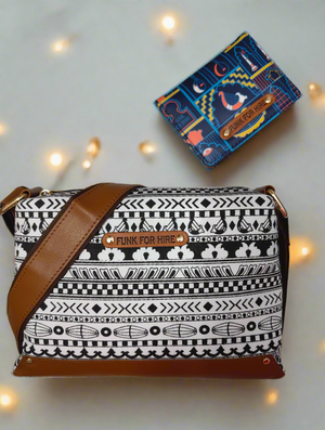 💥Combo Offers : Music Border Box White Sling Bag & Music Wall Pocket navy Wallet