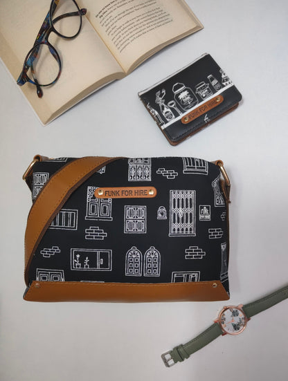 Combo Offers : Wall Box Black Sling Bag & bottle Pocket  Black Wallet
