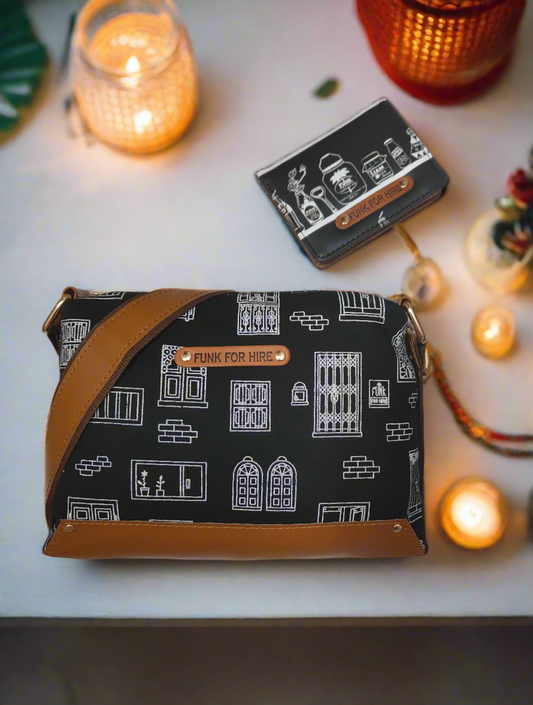 Combo Offers : Wall Box Black Sling Bag & bottle Pocket  Black Wallet