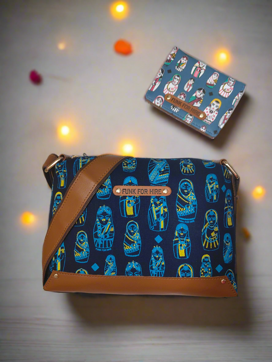 Combo Offers : Doll Box Navy Sling Bag & Pocket Teal Wallet