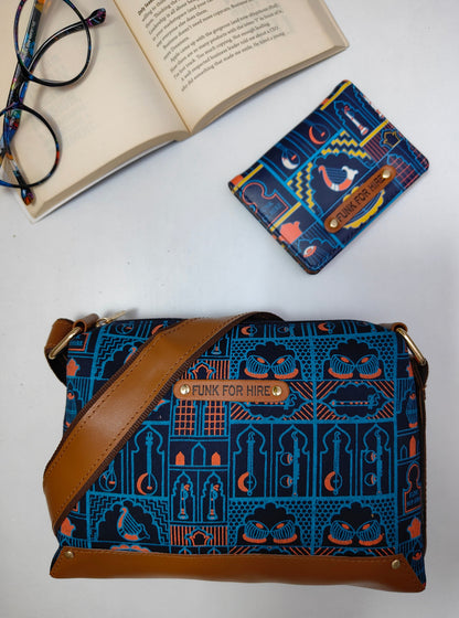 💥Combo Offers : Music Wall Box Navy Sling Bag & Pocket navy Wallet
