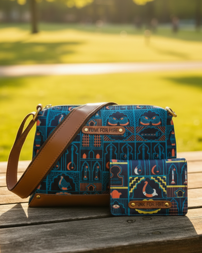 💥Combo Offers : Music Wall Box Navy Sling Bag & Pocket navy Wallet