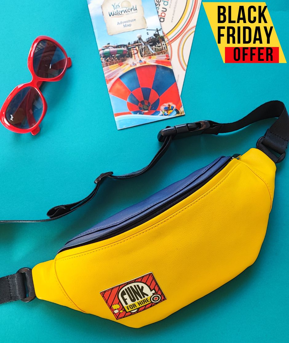 Yellow and Navy Fanny Pack / Chest Bag