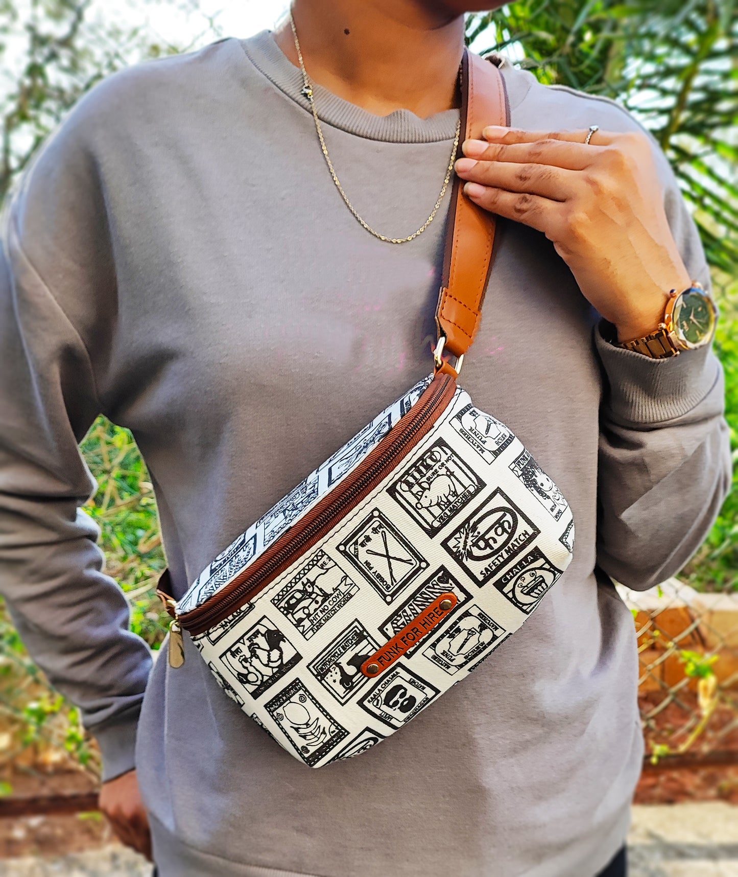 Combo Offers : Match Collage Fanny Pack White & Square White Wallet