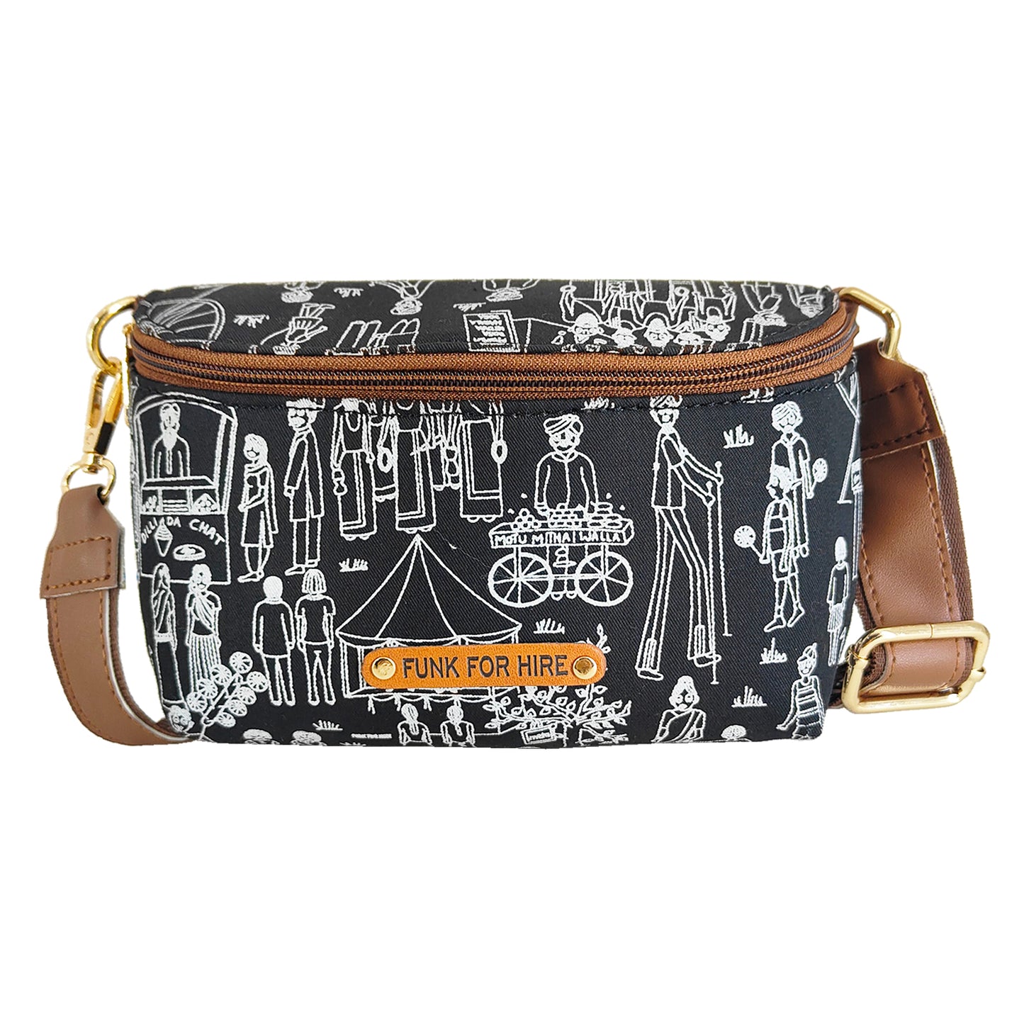 Mela  Printed  Fanny Pack  Black