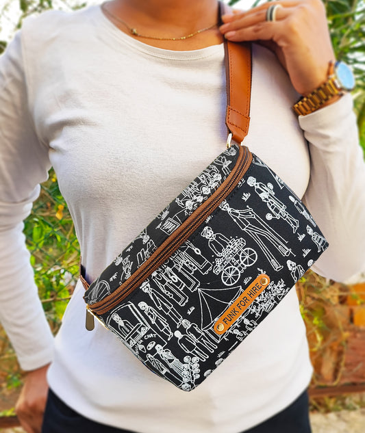 Mela  Printed  Fanny Pack  Black