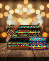 💥Combo Offers : Music Border black Rexine Box Sling Bag & Pocket Wallet Multicolour