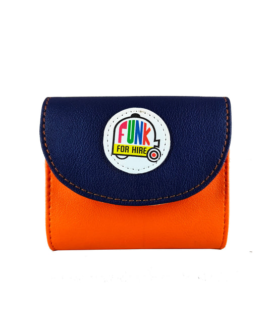 Navy Blue and Orange Flap Pocket Wallet