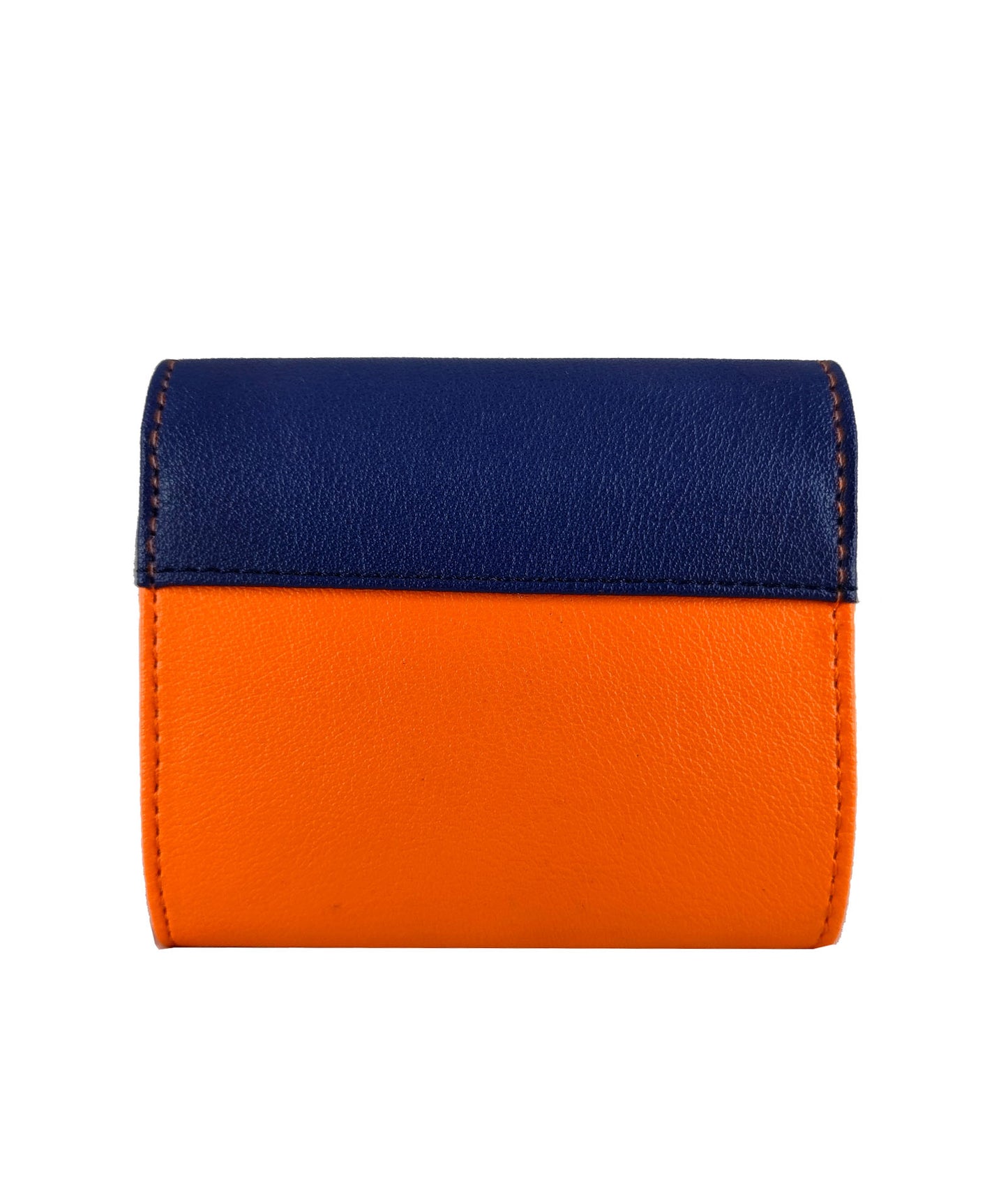 Navy Blue and Orange Flap Pocket Wallet