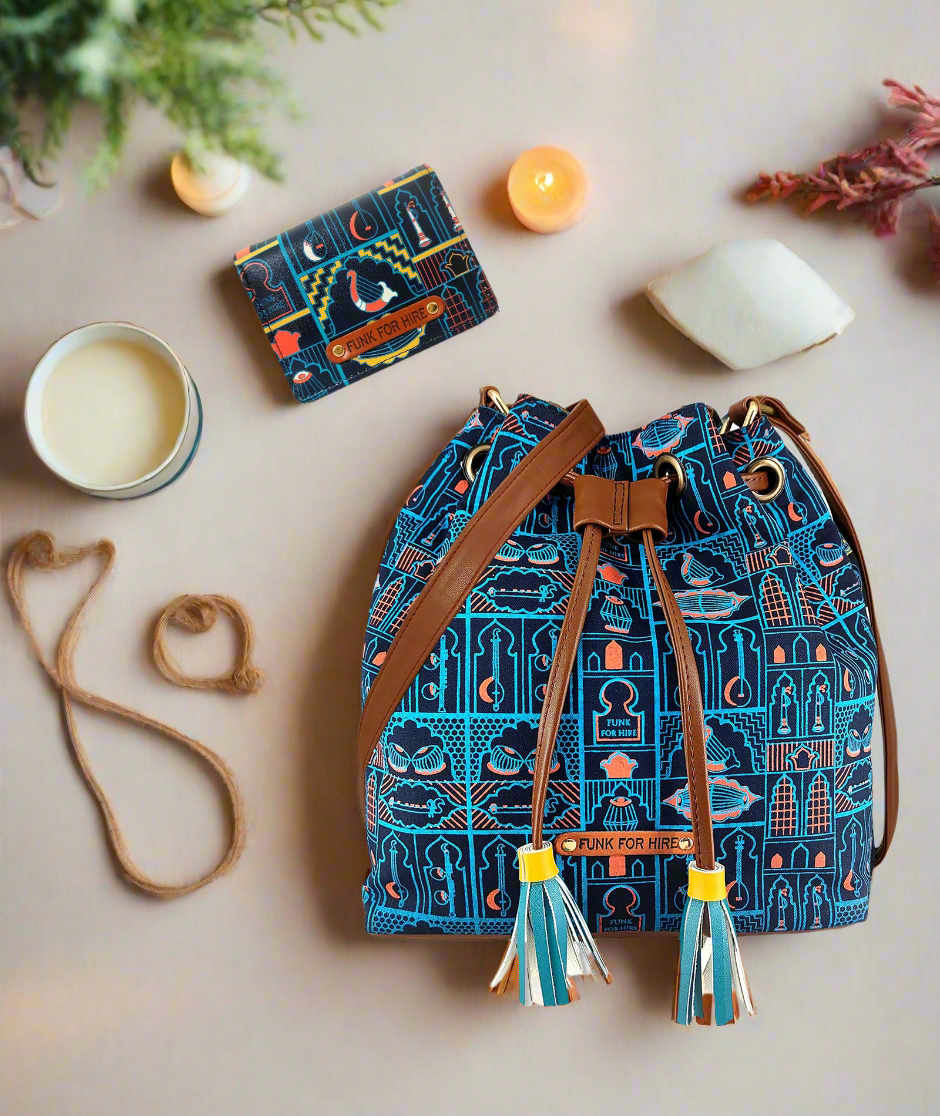 Combo Offers : Music Wall Drawstring Navy & Pocket Navy Wallet