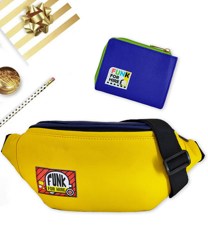 Combo Offers : Yellow Chest Bag & Zip Pocket Wallet Blue