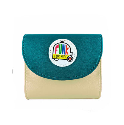 Teal and White Flap Pocket Wallet
