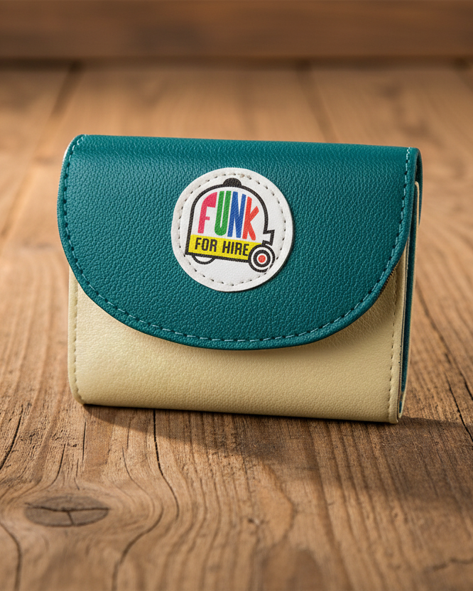 Teal and White Flap Pocket Wallet