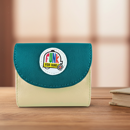 Teal and White Flap Pocket Wallet