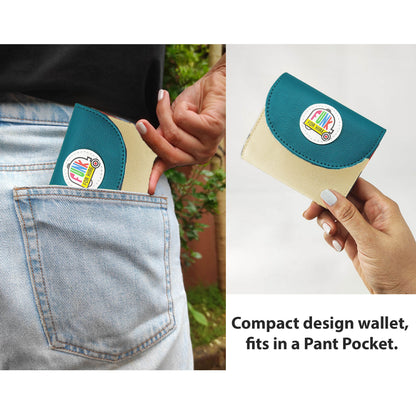 Teal and White Flap Pocket Wallet