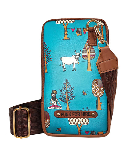 Mobile Phone Sling Bag Tree Teal