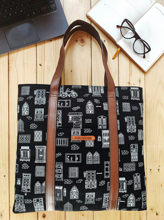 Tote Handbag Wall Black  13.3"