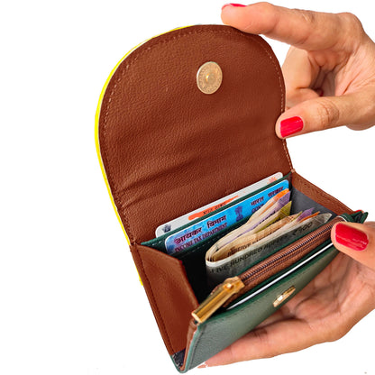 Yellow and Green Flap Pocket Wallet