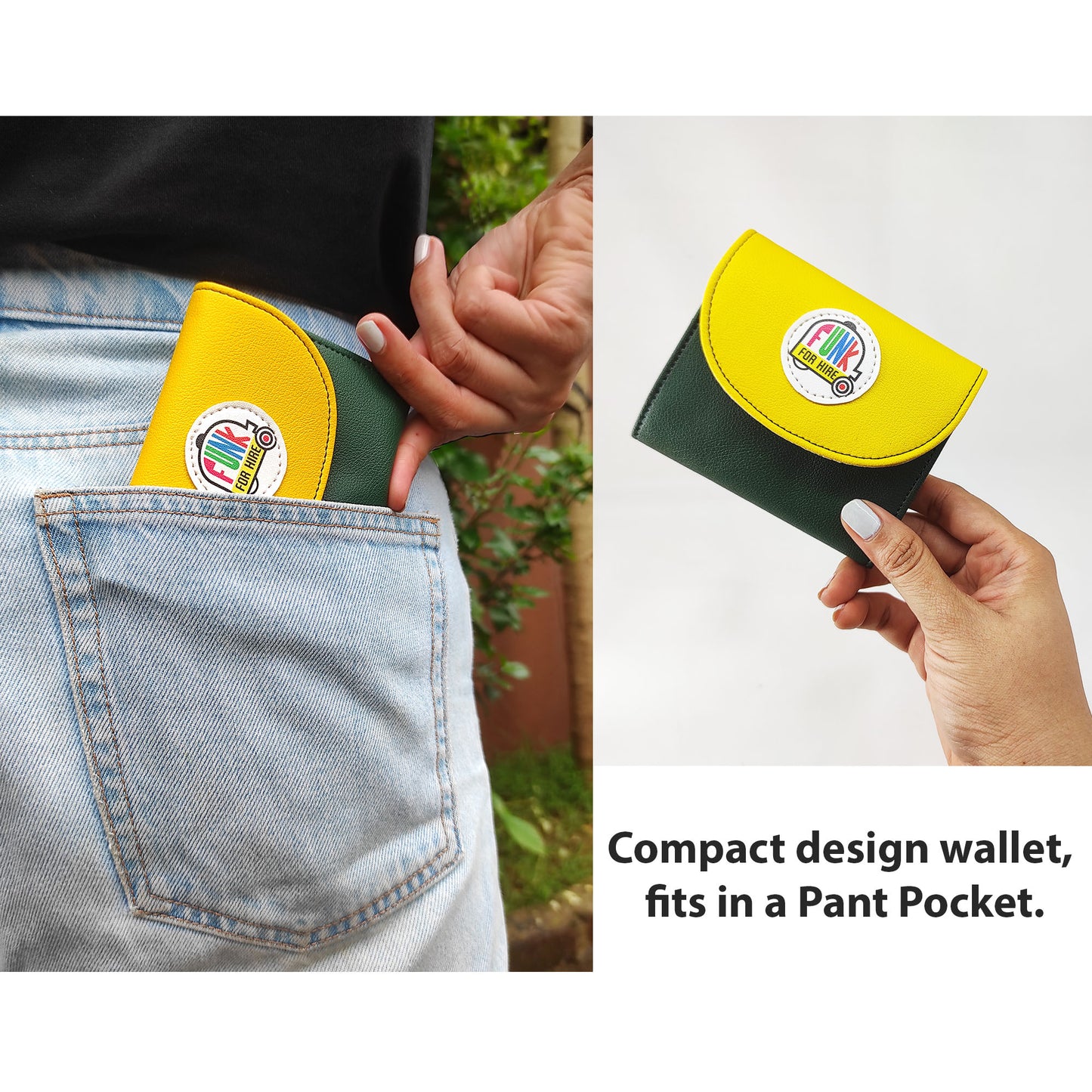 Yellow and Green Flap Pocket Wallet