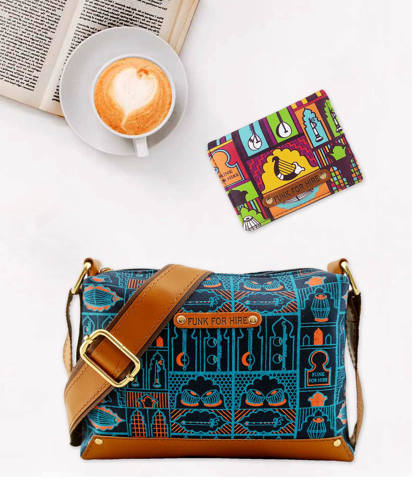 Combo Offers : Music Wall Box Navy Sling Bag & Purple Pocket Wallet