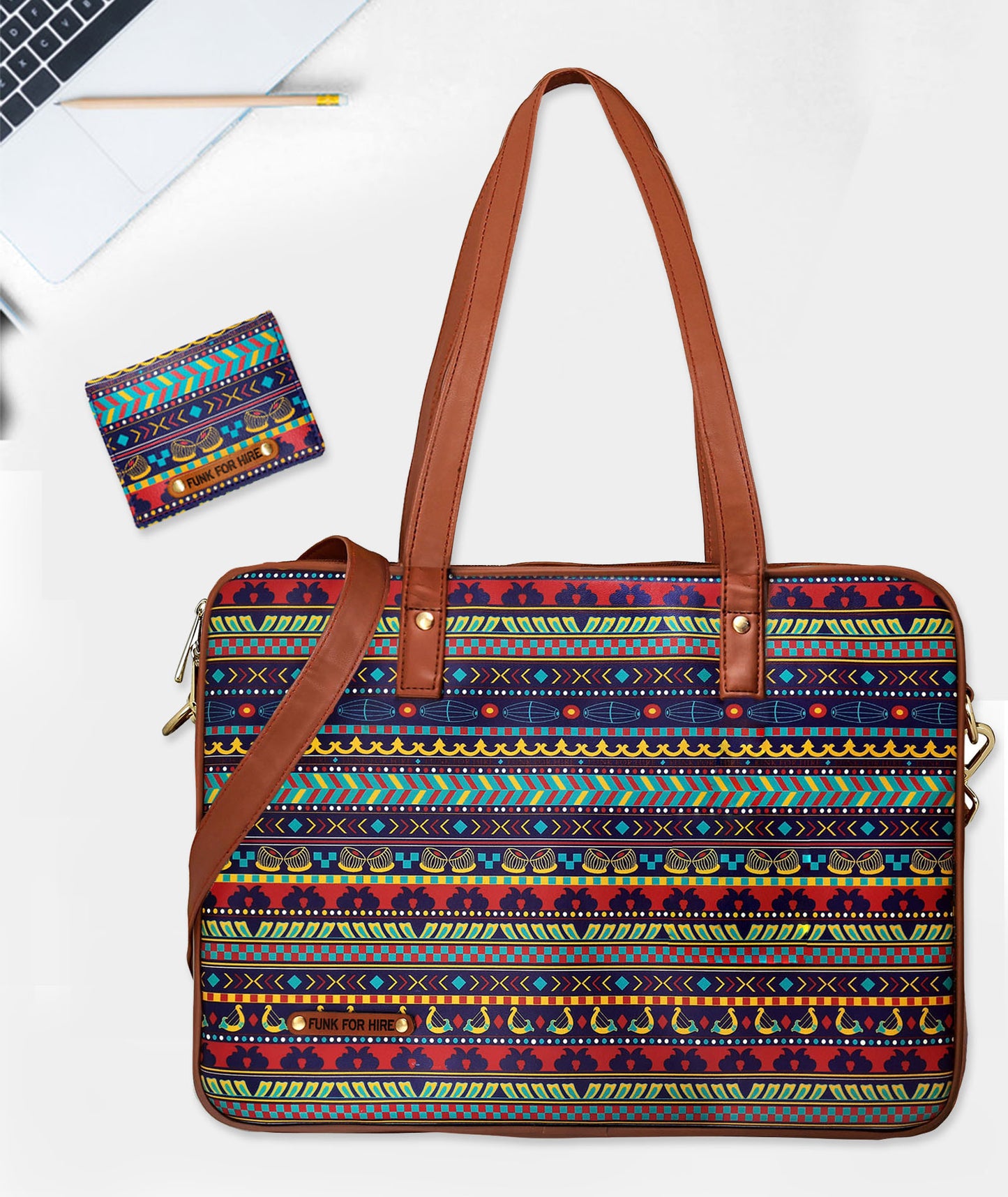 Combo Offers : Music Border Laptop Multi Handbag & Pocket Multicolour Wallet