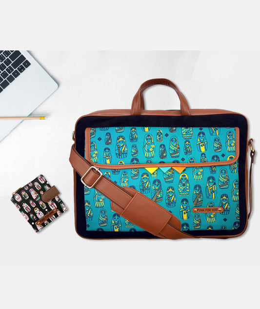 Combo Offers : Doll One Pocket Laptop Black Bag & Loop Black Wallet