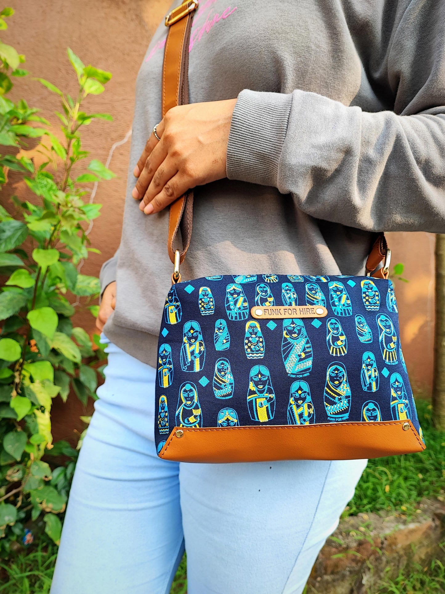 Combo Offers : Doll Box Navy Sling Bag & Square Navy Wallet