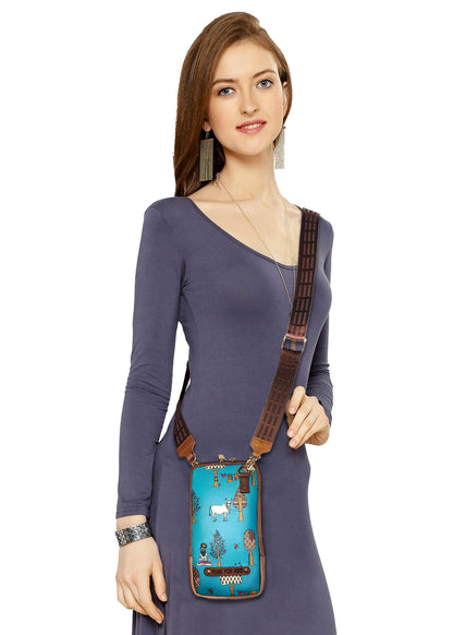 Mobile Phone Sling Bag Tree Teal