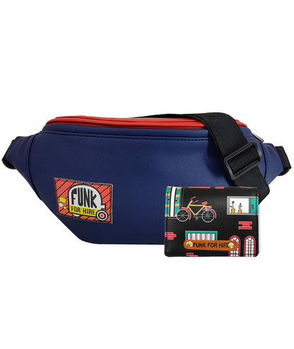 Combo Offers: Navy Red Fanny Pack & Wall Pocket Wallet Black
